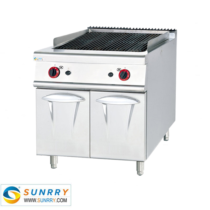 Stainless Steel Gas Lava Rock Grill With Cabinet