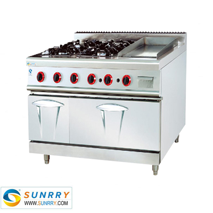 Stainless Steel Gas Range With 4-Burner and Griddle and nether Oven