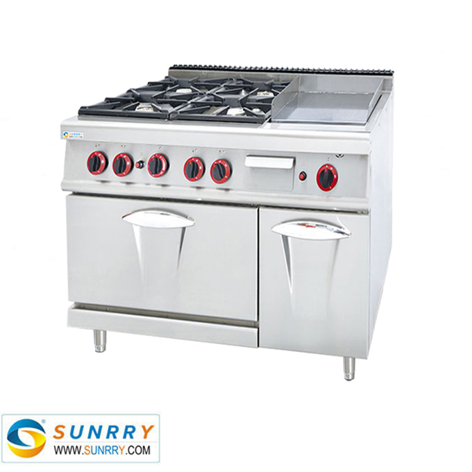 Stainless Steel Gas Range With 4-Burner and Griddle and nether Oven